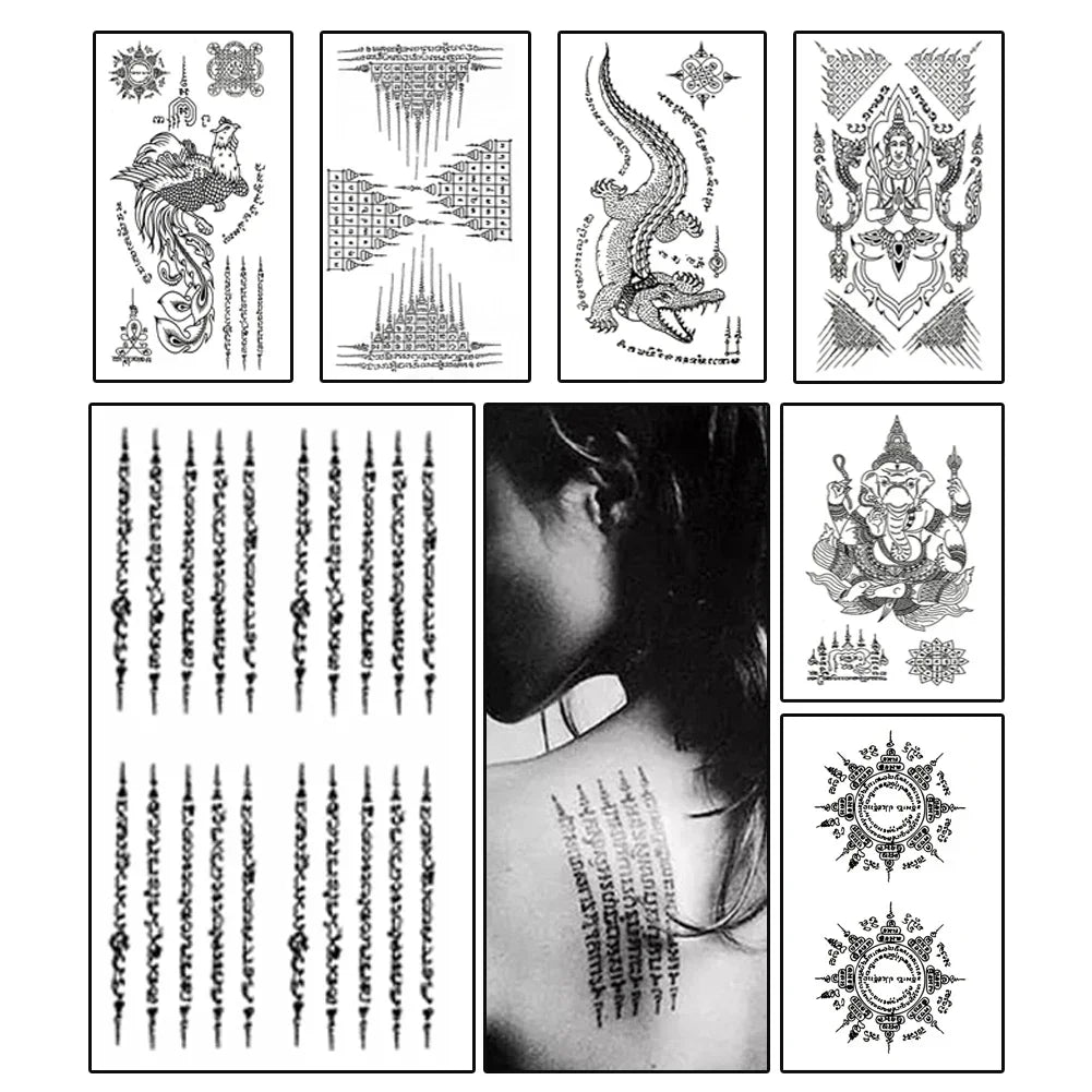 Creative Buddha Tiger Divine Beast Thai Tattoo Stickers DIY Waterproof Temporary Tattoo Skin Paper For Tatoo Men stickers