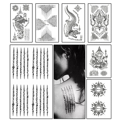 Creative Buddha Tiger Divine Beast Thai Tattoo Stickers DIY Waterproof Temporary Tattoo Skin Paper For Tatoo Men stickers