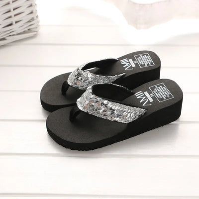 Women's Clip Toe Wedge Flip Flops Summer Platform Beach Sandals Woman Thick Sole High Heeled Eva Slippers Slides Pantuflas Mujer