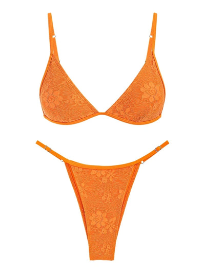 ZAFUL Sexy Lace Triangle Bikinis For Women Floral Swimsuit Tanga String Bikini Two Piece Set Swimwear Female Beachwear Woman New