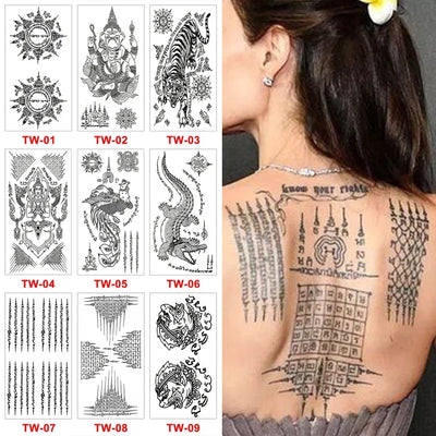 Creative Buddha Tiger Divine Beast Thai Tattoo Stickers DIY Waterproof Temporary Tattoo Skin Paper For Tatoo Men stickers