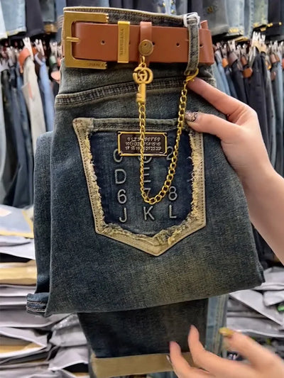 Y2k Women Jeans 2024 New High-waist Large Size Women's Pants Radish Haren Pants Thin Stretch Nine Points Daddy Pants Fashion 4XL