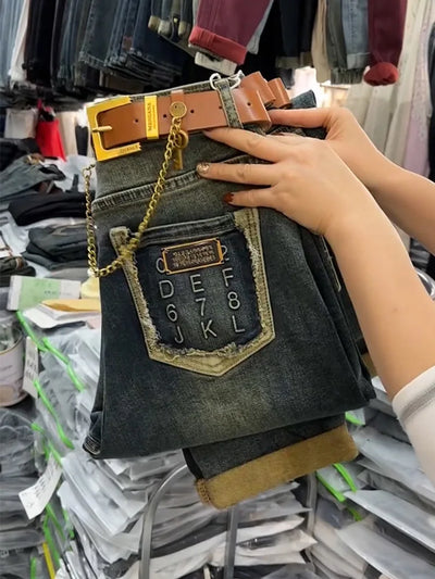 Y2k Women Jeans 2024 New High-waist Large Size Women's Pants Radish Haren Pants Thin Stretch Nine Points Daddy Pants Fashion 4XL