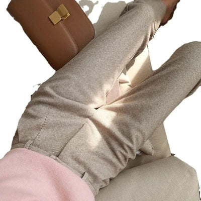 Herringbone Wool Pants Spring and Autumn Women's New High-waisted Slim Straight Leg Casual Pants Harun Small Foot Pants Trousers