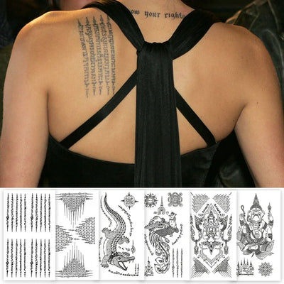 Creative Buddha Tiger Divine Beast Thai Tattoo Stickers DIY Waterproof Temporary Tattoo Skin Paper For Tatoo Men stickers