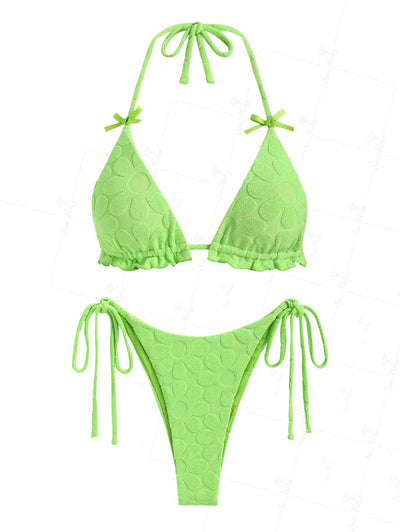 ZAFUL Sexy Lace Triangle Bikinis For Women Floral Swimsuit Tanga String Bikini Two Piece Set Swimwear Female Beachwear Woman New