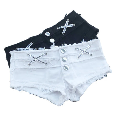 Button Shorts for Women 2025 New Summer Super Short Nightclub Denim Shorts Hot Pants Black White Шорты Женские