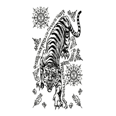 Creative Buddha Tiger Divine Beast Thai Tattoo Stickers DIY Waterproof Temporary Tattoo Skin Paper For Tatoo Men stickers