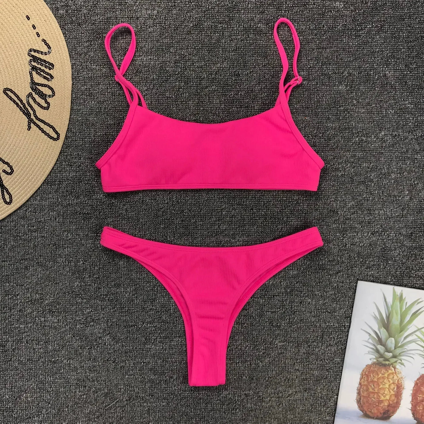 Neon Yellow Green Swimsuit Women Sexy Solid Push Up Micro Bikini 2024 Brazilian Summer Beach Bathing Suit Thong Swimwear Biquini
