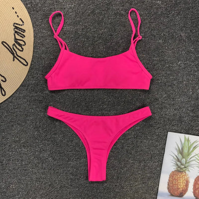 Neon Yellow Green Swimsuit Women Sexy Solid Push Up Micro Bikini 2024 Brazilian Summer Beach Bathing Suit Thong Swimwear Biquini