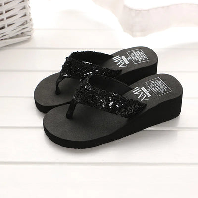 Women's Clip Toe Wedge Flip Flops Summer Platform Beach Sandals Woman Thick Sole High Heeled Eva Slippers Slides Pantuflas Mujer