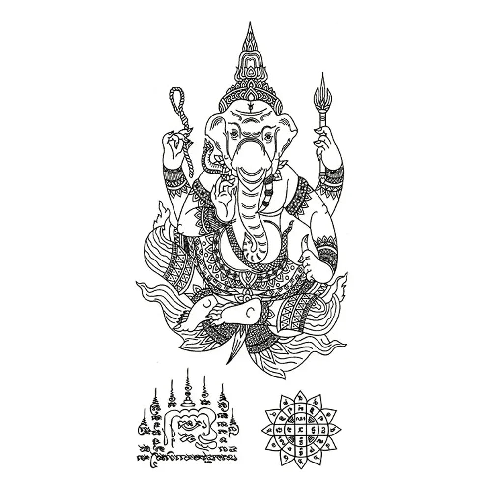 Creative Buddha Tiger Divine Beast Thai Tattoo Stickers DIY Waterproof Temporary Tattoo Skin Paper For Tatoo Men stickers