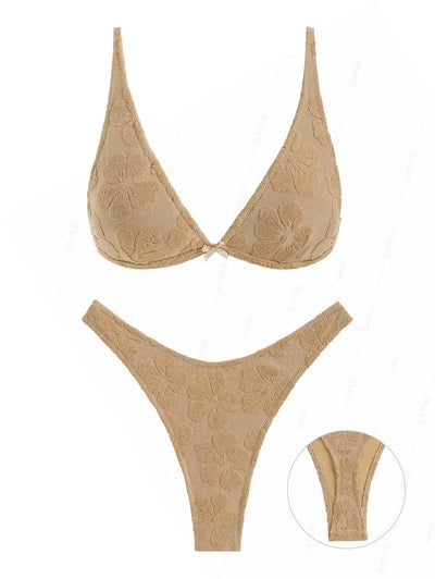 ZAFUL Sexy Lace Triangle Bikinis For Women Floral Swimsuit Tanga String Bikini Two Piece Set Swimwear Female Beachwear Woman New