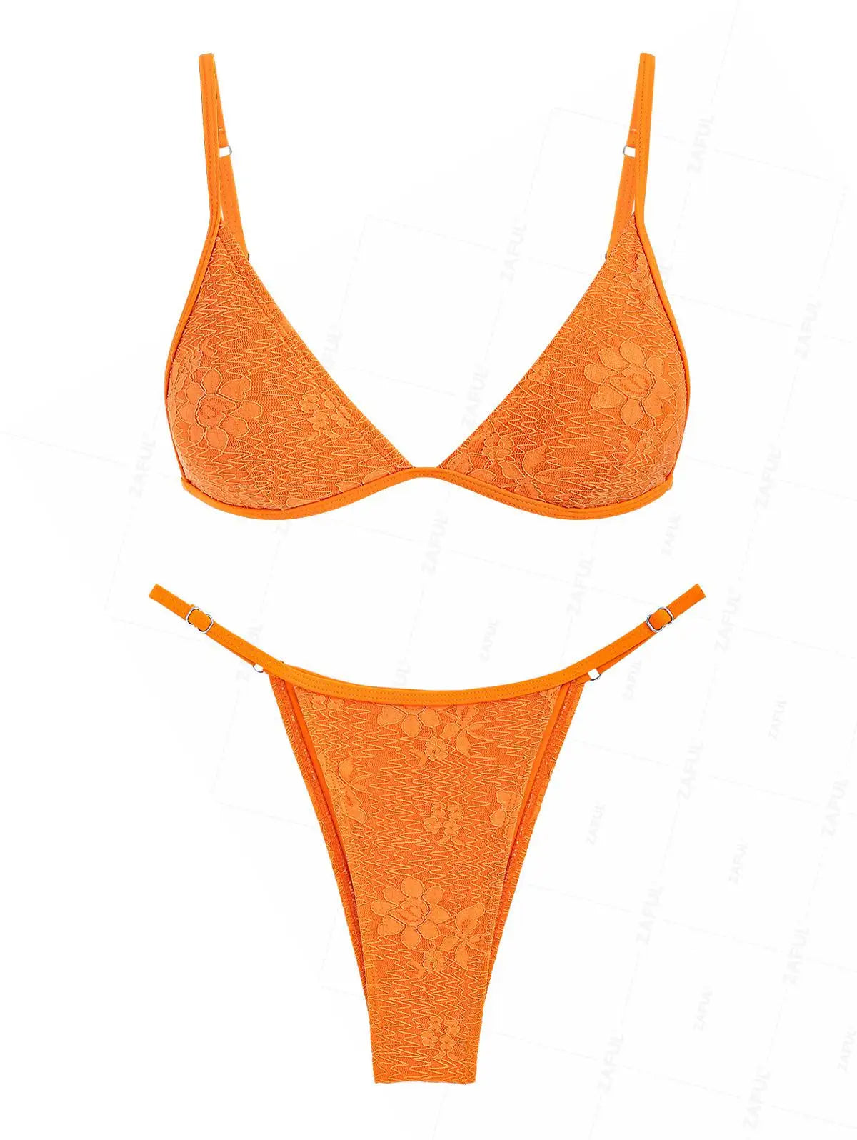 ZAFUL Sexy Lace Triangle Bikinis For Women Floral Swimsuit Tanga String Bikini Two Piece Set Swimwear Female Beachwear Woman New