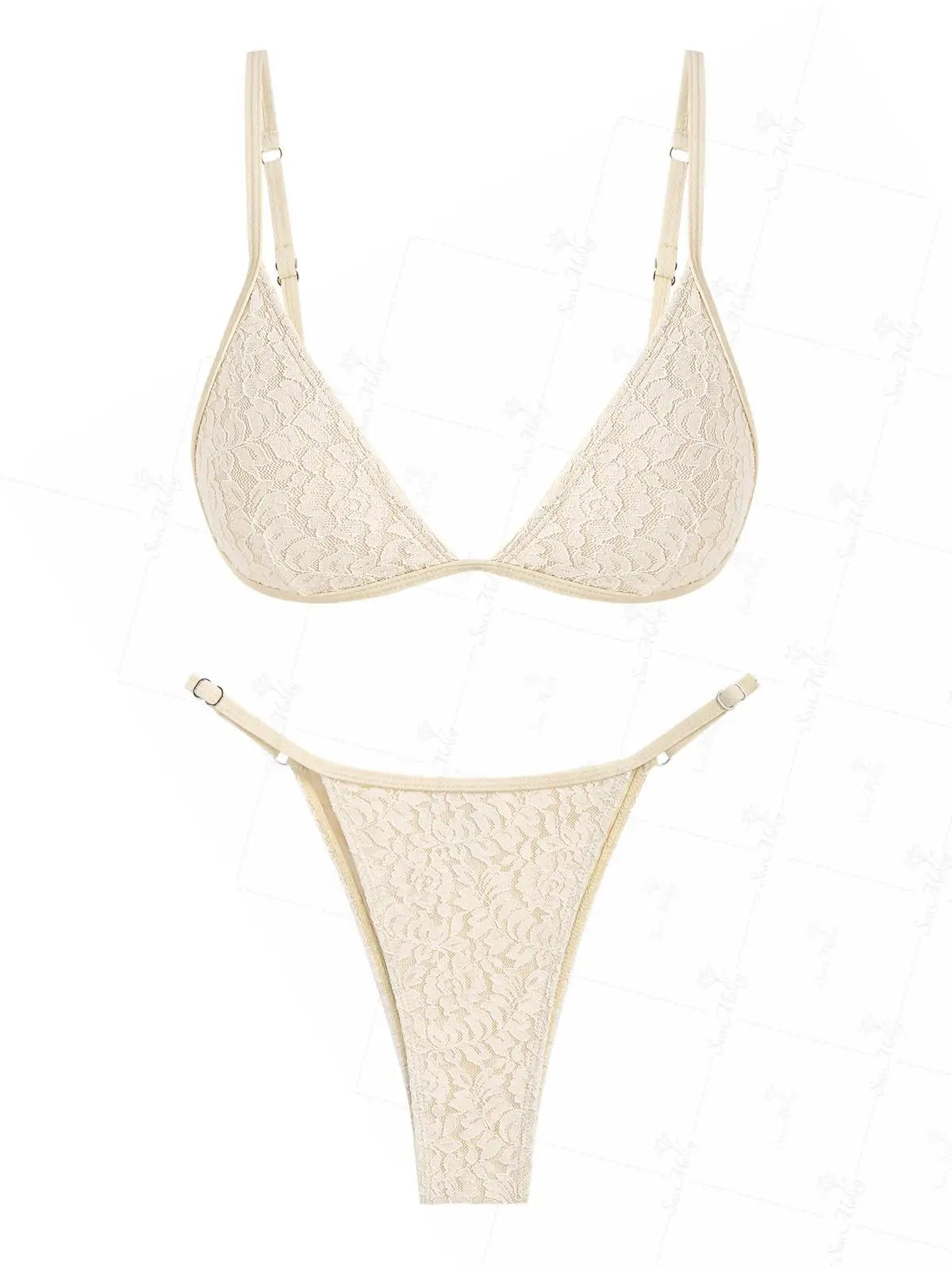 ZAFUL Sexy Lace Triangle Bikinis For Women Floral Swimsuit Tanga String Bikini Two Piece Set Swimwear Female Beachwear Woman New